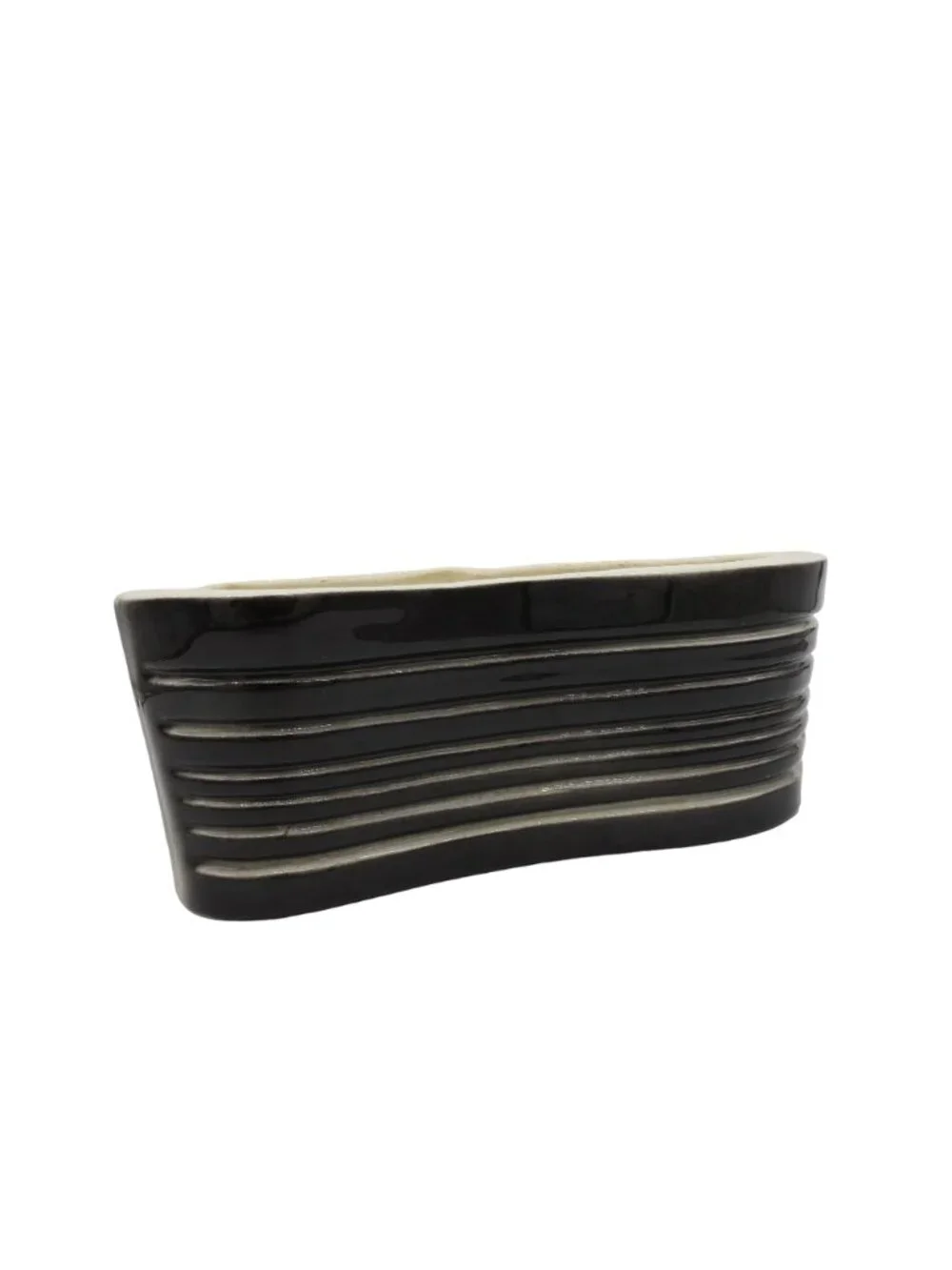 Vintage Planter HORTON CERAMICS TEXAS 1950s Black White Stripe Midcentury Indoor